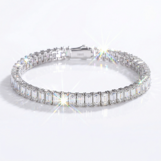 Moissanite Baguette Tennis Bracelet