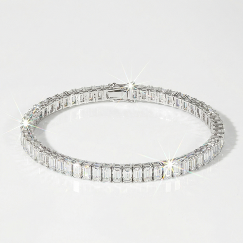 Moissanite Baguette Tennis Bracelet