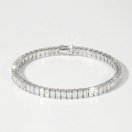 Moissanite Baguette Tennis Bracelet