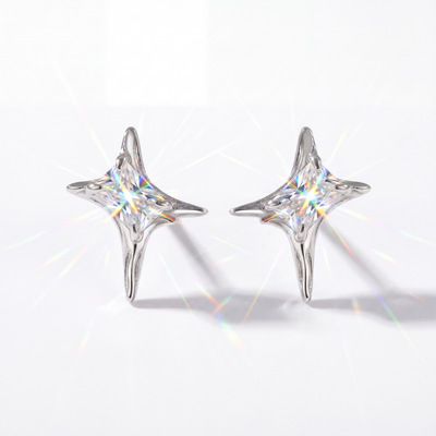 Moissanite Baguette Star Stud Earrings