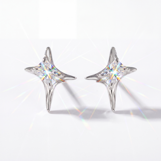 Moissanite Baguette Star Stud Earrings