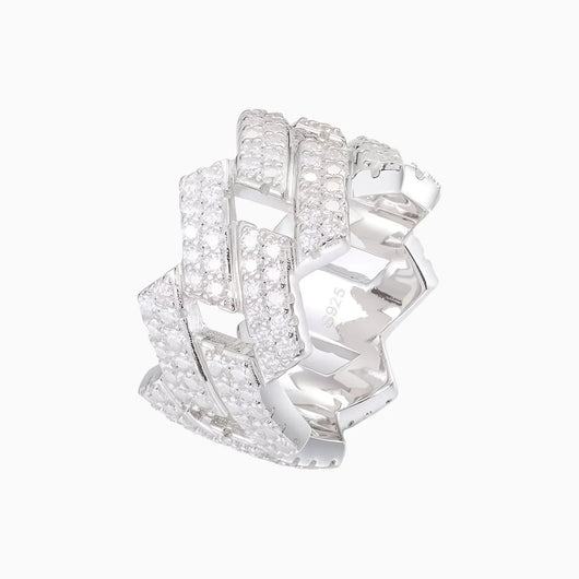 Moissanite Cuban Link Ring